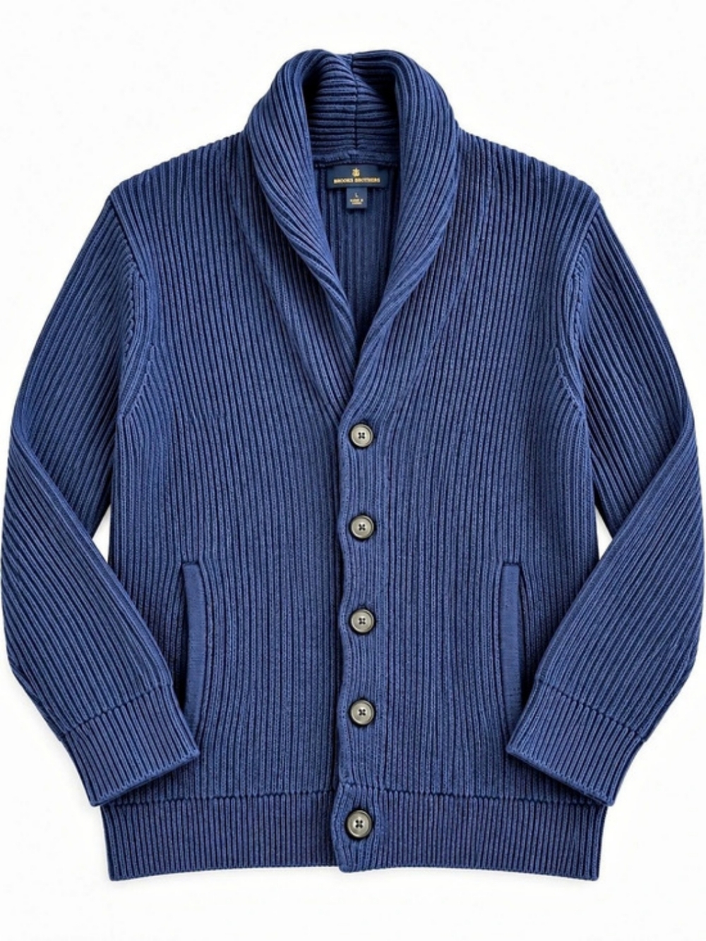Brooks Brothers Navy Ribbed Shawl Collar Cardigan Sweater Men’s L